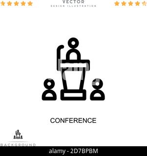 Konferenzsymbol. Einfaches Element aus der digitalen Störungs-Sammlung. Zeilenkonferenz-Symbol für Vorlagen, Infografiken und mehr Stock Vektor