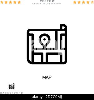 Kartensymbol. Einfaches Element aus der digitalen Störungs-Sammlung. Liniendiagramm-Symbol für Vorlagen, Infografiken und mehr Stock Vektor