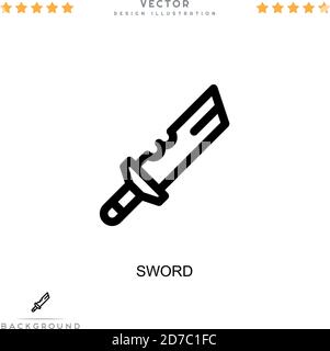 Schwertsymbol. Einfaches Element aus der digitalen Störungs-Sammlung. Linienschwert-Symbol für Vorlagen, Infografiken und mehr Stock Vektor