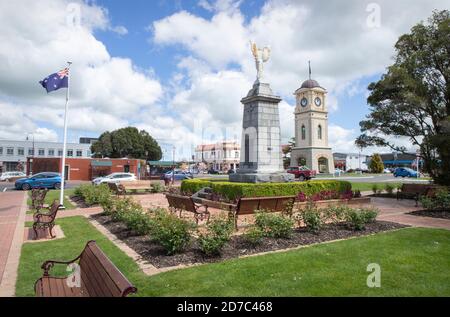 Feilding, Neuseeland - Okt 22 2020: Der Platz im Zentrum von Feilding. Stockfoto