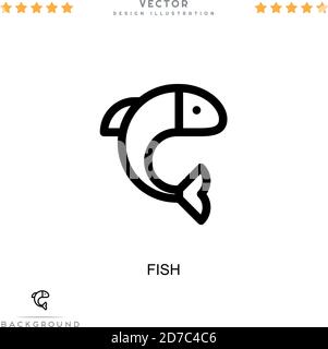 Fischsymbol. Einfaches Element aus der digitalen Störungs-Sammlung. Line Fish Symbol für Vorlagen, Infografiken und mehr Stock Vektor