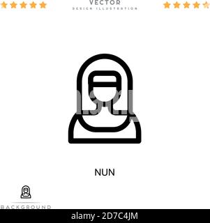 Nonne-Symbol. Einfaches Element aus der digitalen Störungs-Sammlung. Zeilensymbol für Vorlagen, Infografiken und mehr Stock Vektor