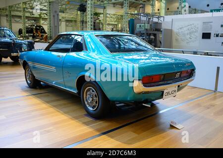 Nagoya / Japan Nov 26 2019 : Klassisches Sportwagen-Modell Celica in der Halle des Memorial Museum of Industry and Technology geparkt. Stockfoto