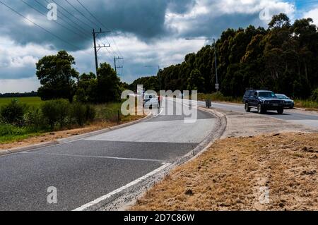 Der Ring aus Stahl in Victoria Australien lang lang Covid-19 Lang lang Check Point Straßensperre Stockfoto