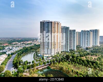 Eco-Park Ecological Urban Wohngebiet, Hung Yen, Vietnam - 25. September 2020: Ein Panoramablick auf Eco-Park Öko-Stadtgebiet von oben. Dies ist ein Stockfoto