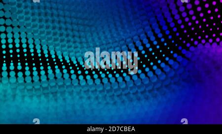 Hochtechnologie, Visualisierung des Datenrasters, Informationsfluss. Digitales 3D-Rendern. Stockfoto