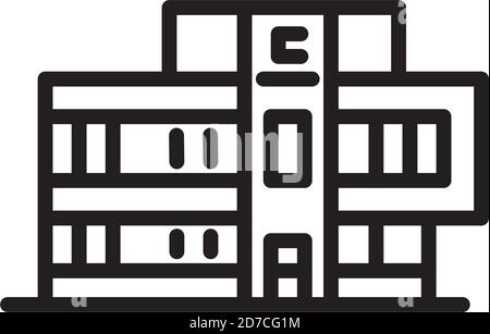 Haus, Cottage Ikone. Illustration einer architektonischen Struktur. Vektor. Volumetrischer Druck. Umrissstil. Illustration für Website oder Print. Stock Vektor