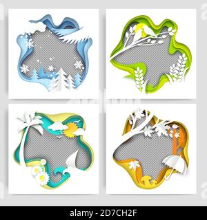 Saisonale Social-Media-Geschichte, Post, Poster, Bannervorlagen. Vektorgrafik im Papierkunststil. Stock Vektor