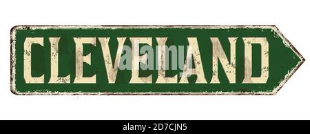 Cleveland vintage rostiges Metall Zeichen auf weißem Hintergrund, Vector Illustration Stock Vektor