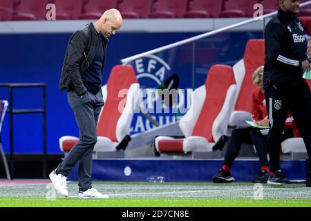 EAD Coach Erik Ten Hag von Ajax während der UEFA Champions League, Gruppenphase, Gruppe D Fußballspiel zwischen Ajax und Liverpool am 21. Oktober 2020 ein Stockfoto