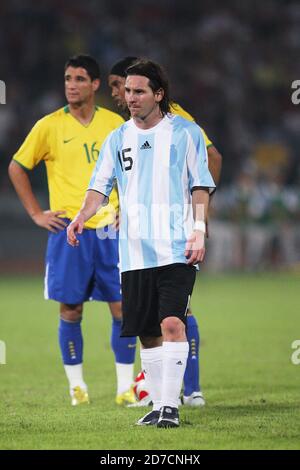 Peking, China. August 2008. Lionel Messi (ARG), 19. August 2008 - Fußball/Fußball : Männer Halbfinale zwischen Argentinien 3-0 Brasilien im Arbeiterstadion während der Olympischen Spiele in Peking 2008 in Peking, China. Quelle: Koji Aoki/AFLO SPORT/Alamy Live News Stockfoto