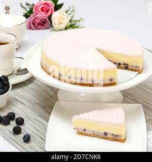 Blaubeeren Sour Sahne Käsekuchen Stockfoto