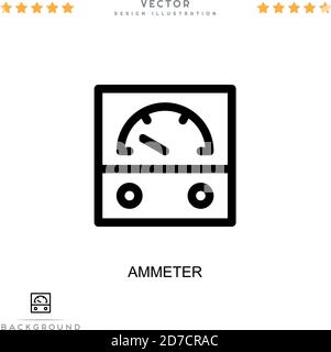 Amperemeter-Symbol. Einfaches Element aus der digitalen Störungs-Sammlung. Line Amperemeter Symbol für Vorlagen, Infografiken und mehr Stock Vektor