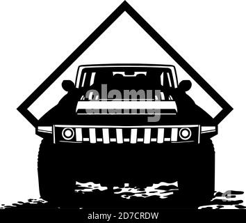 GELÄNDEWAGEN - LKW 4x4 SUV - Geländewagen Und Elemente für T-Shirt und Emblem Stock Vektor