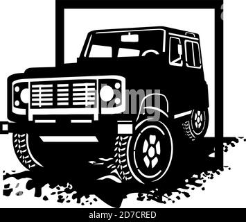 GELÄNDEWAGEN - LKW 4x4 SUV - Geländewagen Und Elemente für T-Shirt und Emblem Stock Vektor