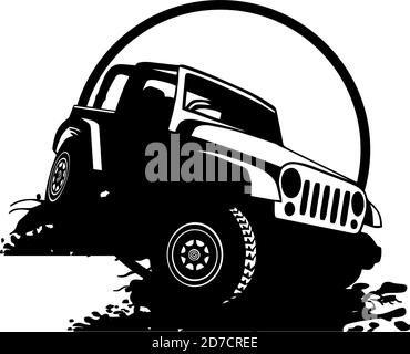 GELÄNDEWAGEN - LKW 4x4 SUV - Geländewagen Und Elemente für T-Shirt und Emblem Stock Vektor