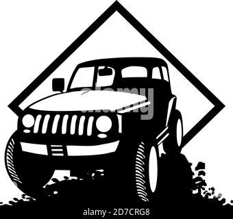 GELÄNDEWAGEN - LKW 4x4 SUV - Geländewagen Und Elemente für T-Shirt und Emblem Stock Vektor