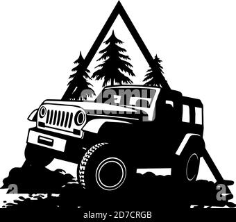 GELÄNDEWAGEN - LKW 4x4 SUV - Geländewagen Und Elemente für T-Shirt und Emblem Stock Vektor