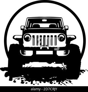 GELÄNDEWAGEN - LKW 4x4 SUV - Geländewagen Und Elemente für T-Shirt und Emblem Stock Vektor