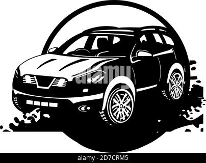 GELÄNDEWAGEN - LKW 4x4 SUV - Geländewagen Und Elemente für T-Shirt und Emblem Stock Vektor