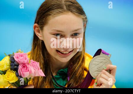 London, Großbritannien. September 2012. Maddison Elliott (AUS) Schwimmen : Frauen 50m Freestyle S8 Medaille Zeremonie während der Paralympischen Spiele in London 2012 im Olympic Park - Aquatics Centre in London, UK . Quelle: AFLO SPORT/Alamy Live News Stockfoto