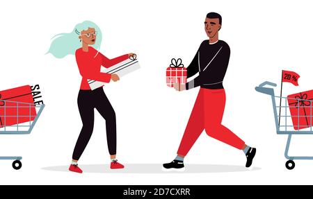 Abbildung Der Zeichnung Von Werbeaktionen Für Shopping-Angebote Stock Vektor