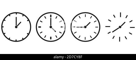 Symbole für Vektorzeit und Uhr eingestellt. Stock Vektor