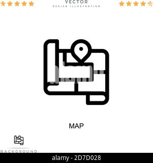 Kartensymbol. Einfaches Element aus der digitalen Störungs-Sammlung. Liniendiagramm-Symbol für Vorlagen, Infografiken und mehr Stock Vektor