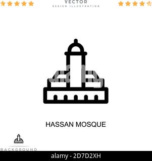 Symbol der Hassan-Moschee. Einfaches Element aus der digitalen Störungs-Sammlung. Linie Hassan Moschee Symbol für Vorlagen, Infografiken und mehr Stock Vektor