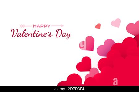Valentinstag Hintergrund mit roten Herzen. Niedliche Liebe Banner oder Grußkarte. Für Text platzieren. Alles gute zum Valentinstag. Vektorgrafik. Stock Vektor