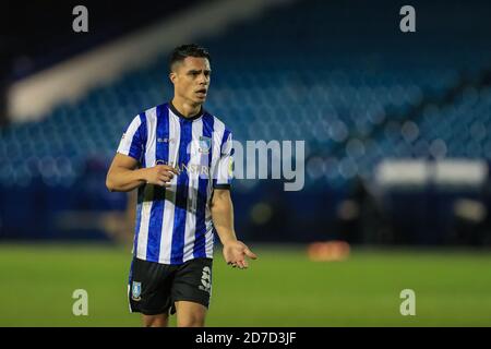 Joey Pelupessy (8) von Sheffield Mittwoch ruft für den Ball Aus Cameron Dawson (25) von Sheffield Mittwoch Stockfoto