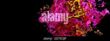 3D Render, Glossy Shiny Liquids Splash, Abstract Fluid Hintergrund Stockfoto