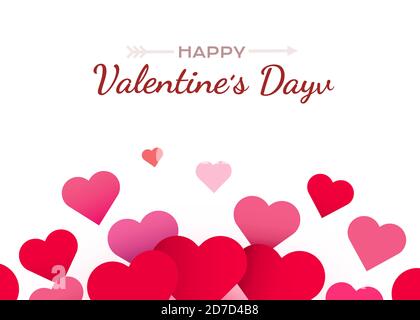 Valentinstag Hintergrund mit roten Herzen. Niedliche Liebe Banner oder Grußkarte. Für Text platzieren. Alles gute zum Valentinstag. Vektorgrafik. Stock Vektor