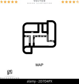 Kartensymbol. Einfaches Element aus der digitalen Störungs-Sammlung. Liniendiagramm-Symbol für Vorlagen, Infografiken und mehr Stock Vektor