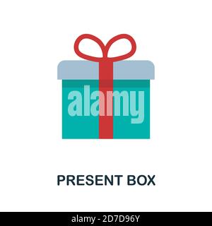 Symbol „Present Box“. Einfaches Element aus der Celebration Kollektion. Creative Present Box Symbol für Web-Design, Vorlagen, Infografiken und vieles mehr Stock Vektor