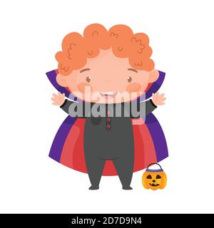 Niedliches Kind im Halloween dracula Kostüm. Vektorgrafik. Stock Vektor