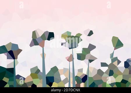 Bunte abstrakte Blumen und Pflanzen Illustration Kunst Stockfoto