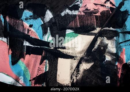 Bunte abstrakte Acrylmalerei auf Leinwand Stockfoto