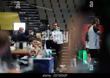 Aalborg, Dänemark. Oktober 2020. Torwart Dario Quenstedt (21) vom THW Kiel beim EHF Champions League-Spiel zwischen Aalborg Handball und THW Kiel in der Jutlander Bank Arena in Aalborg. (Foto Kredit: Gonzales Foto/Alamy Live News Stockfoto