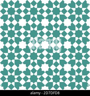 Nahtlose geometrische Ornament auf der Grundlage der traditionellen islamischen Kunst. . großes Design für Stoff, Textil, Abdeckung, Geschenkpapier, Hintergrund. Türkis blaue Farbe. Stock Vektor