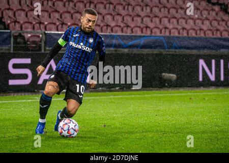 Herning, Dänemark. Oktober 2020. Alejandro Gomez (10) aus Atalanta, der während des UEFA Champions League-Spiels zwischen dem FC Midtjylland und Atalanta in der Gruppe D in der MCH Arena in Herning gesehen wurde. (Foto Kredit: Gonzales Foto/Alamy Live News Stockfoto