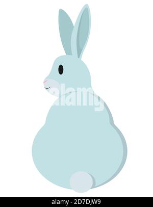 Niedliches Kaninchen sitzend. Tier im Cartoon-Stil isoliert auf weißem Hintergrund. Stock Vektor
