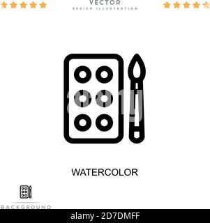 Aquarellsymbol. Einfaches Element aus der digitalen Störungs-Sammlung. Linie Aquarell-Symbol für Vorlagen, Infografiken und mehr Stock Vektor