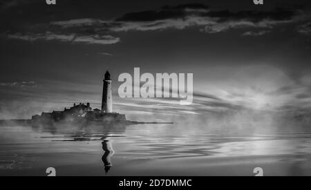 St Mary's Lighthouse, in der Nähe von Whitley Bay an der Northumbrian Coast, Großbritannien Stockfoto