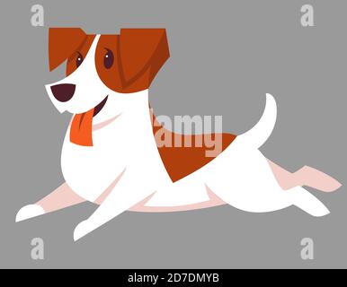 Jack Russell Terrier Hund läuft. Niedliches Haustier im Cartoon-Stil. Stock Vektor