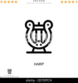 Harp-Symbol. Einfaches Element aus der digitalen Störungs-Sammlung. Line Harp Symbol für Vorlagen, Infografiken und mehr Stock Vektor