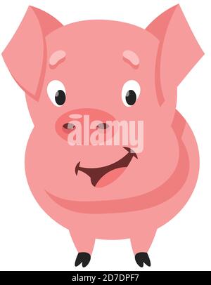 Stehen niedliches kleines Schwein. Bauernhof Tier im Cartoon-Stil. Stock Vektor