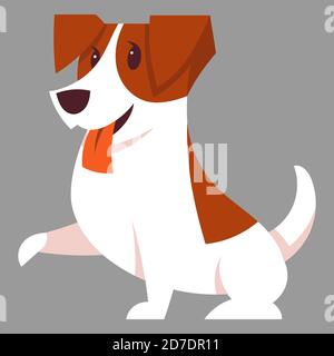 Jack Russell Terrier Hund geben Pfote. Niedliches Haustier im Cartoon-Stil. Stock Vektor