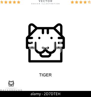 Tiger-Symbol. Einfaches Element aus der digitalen Störungs-Sammlung. Line Tiger Icon für Vorlagen, Infografiken und mehr Stock Vektor