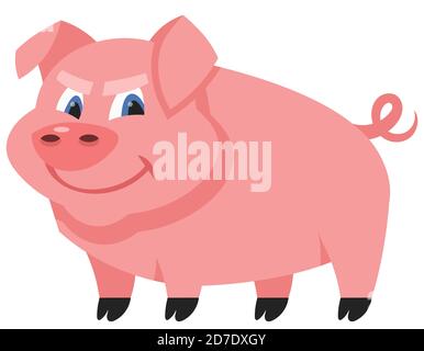 Stehendes männliches Schwein. Bauernhof Tier im Cartoon-Stil. Stock Vektor